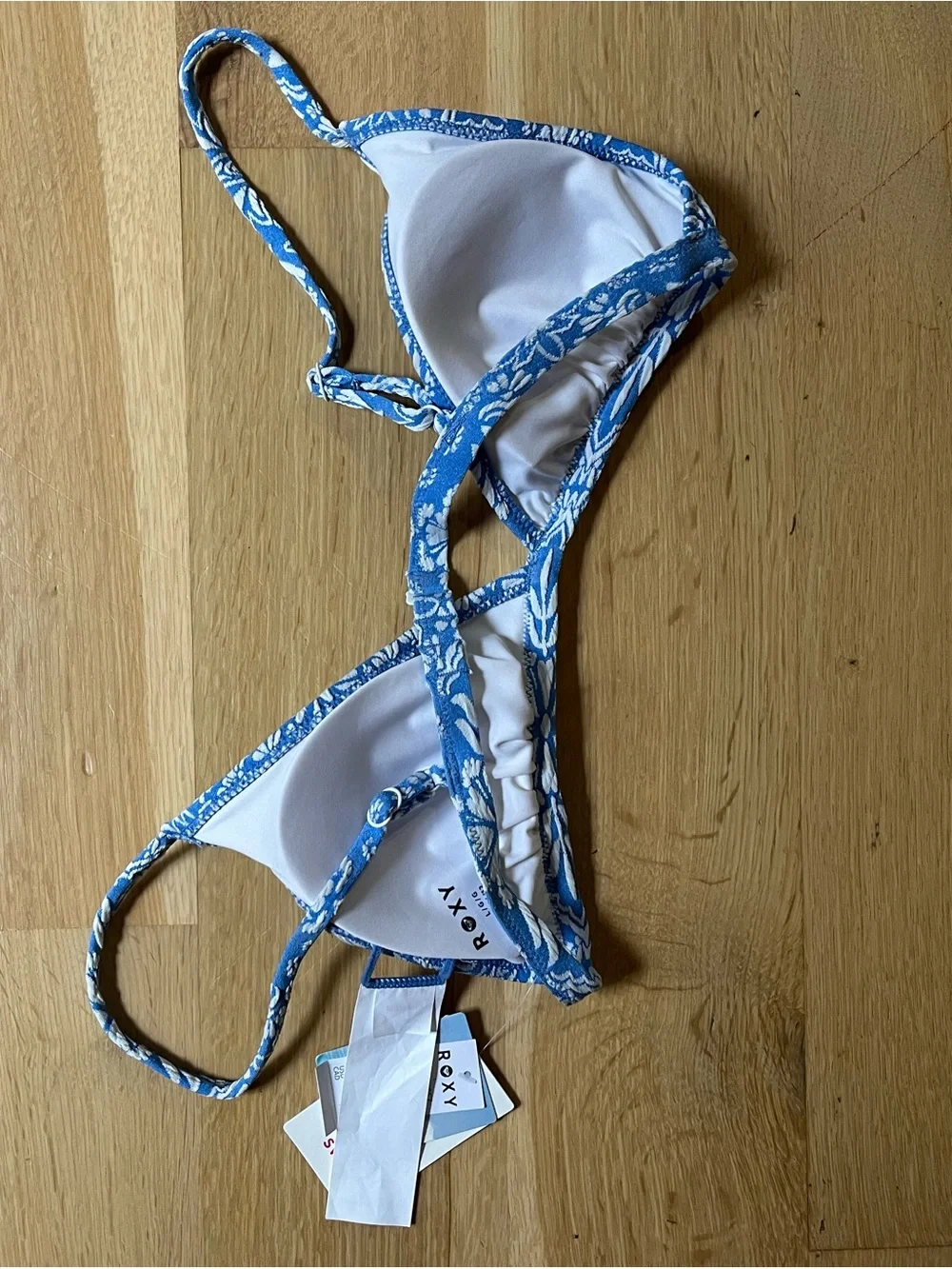 Blue & White Floral Bikini Top